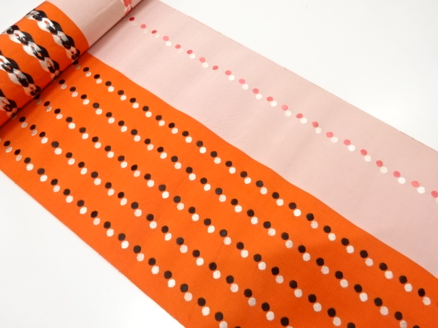 JAPANESE KIMONO / ANTIQUE BOLT FOR HASSUN OBI / WOVEN DOTS